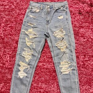 American Eagle Outfitters Light Blue Distressed Skinny Jeans